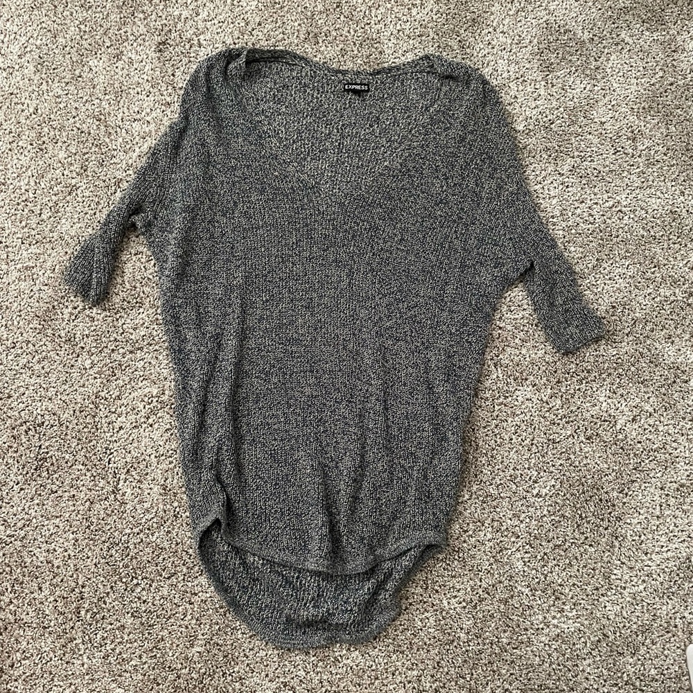 Express Gray & Tan Knit Sweater Top